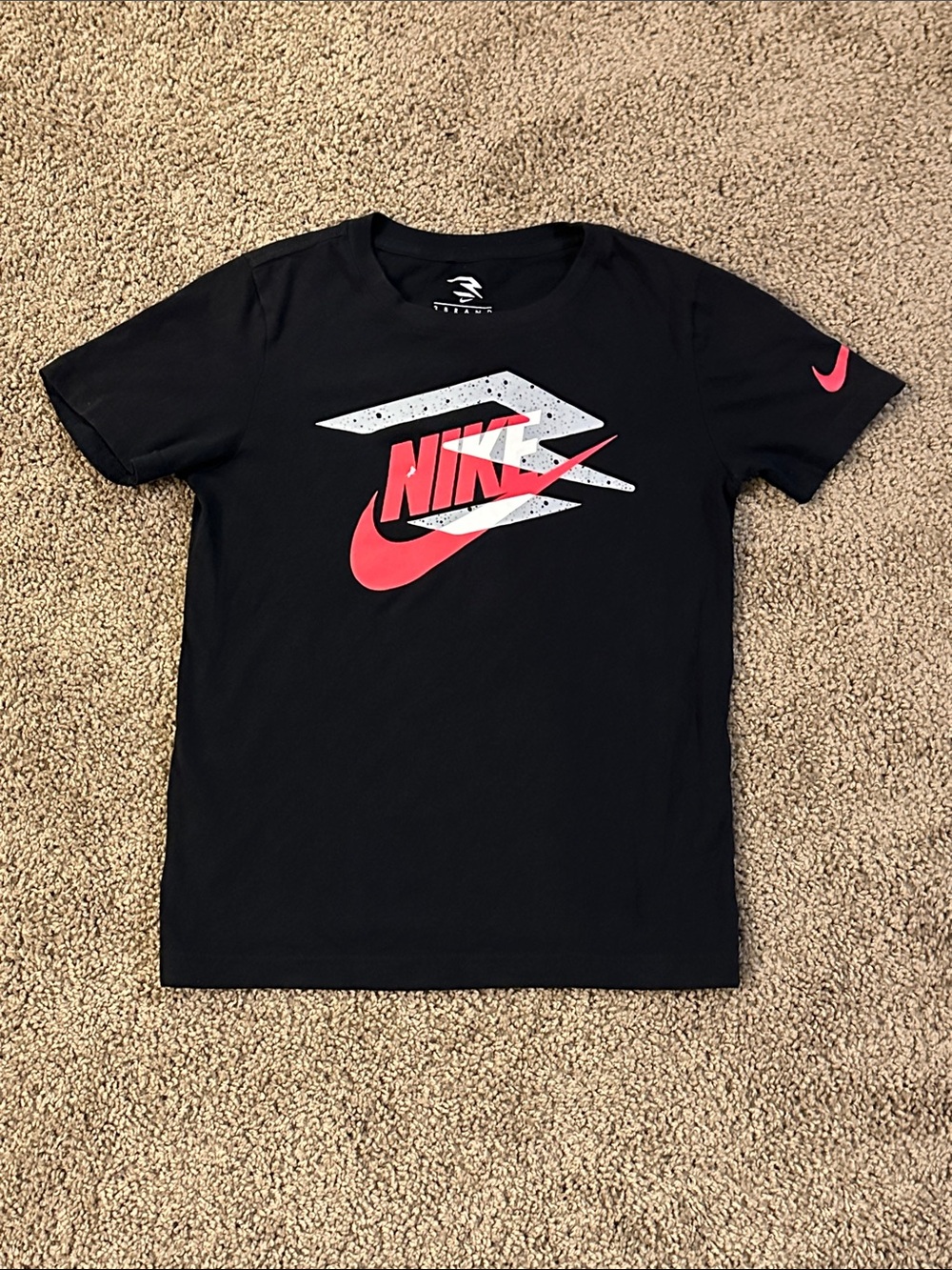Nike Black Short Sleeve Tee with Pink and White Logo
